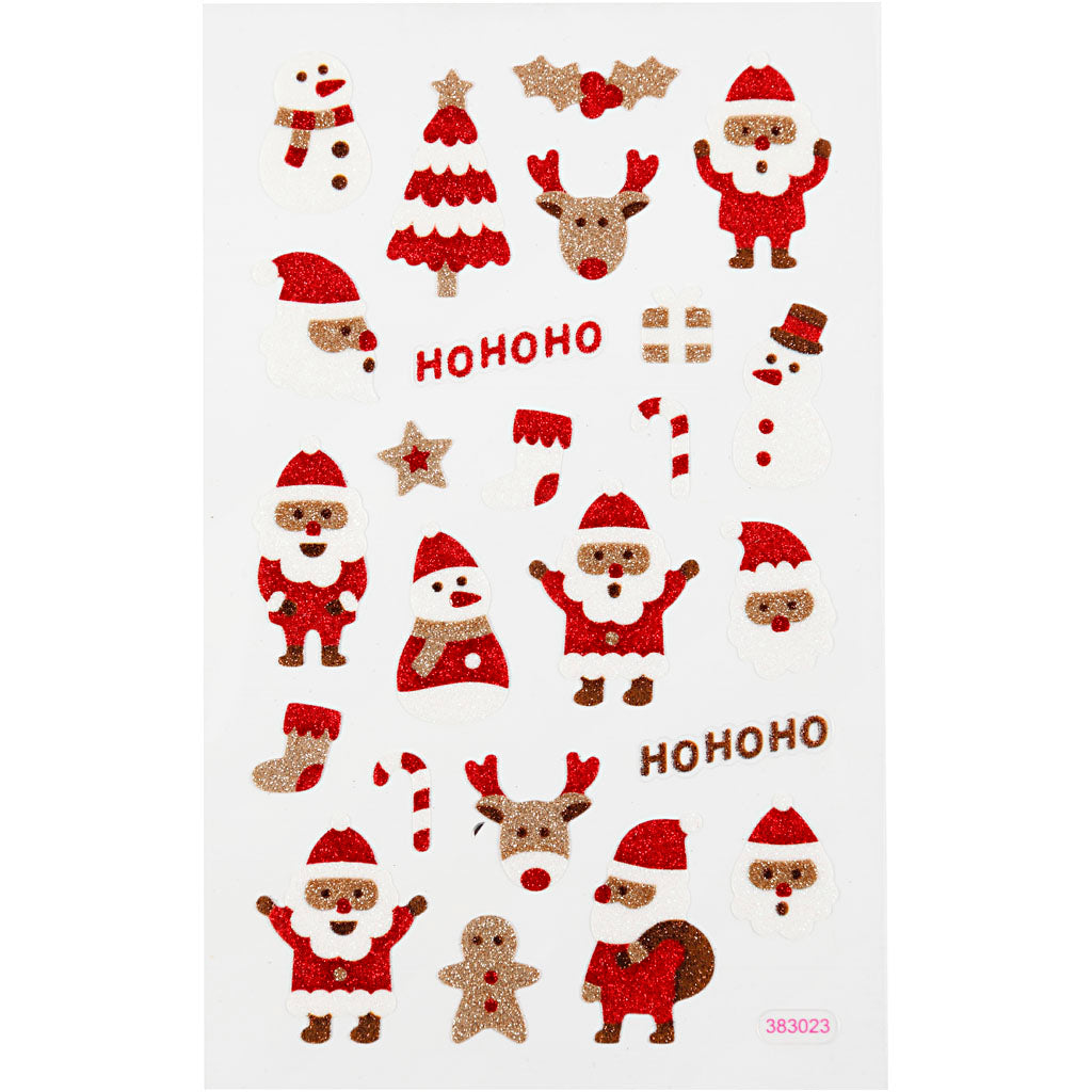 Creativ company glitter stickers, kerstmannen, vel 10x16 cm, 1 vel