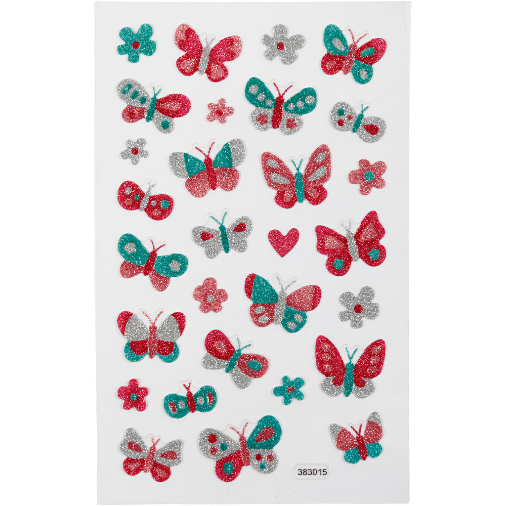 Creativ company glitter stickers, vlinders, vel 10x16 cm, 1 vel