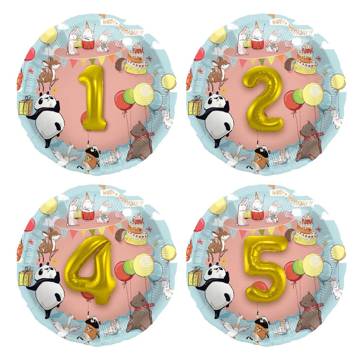 Animali a palloncini in foglio 3D con età, 1-5 anni.