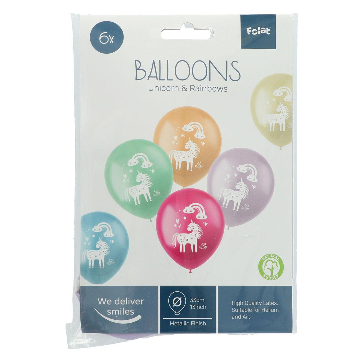 Latexballons Einhörner Regenbogen, 6st.