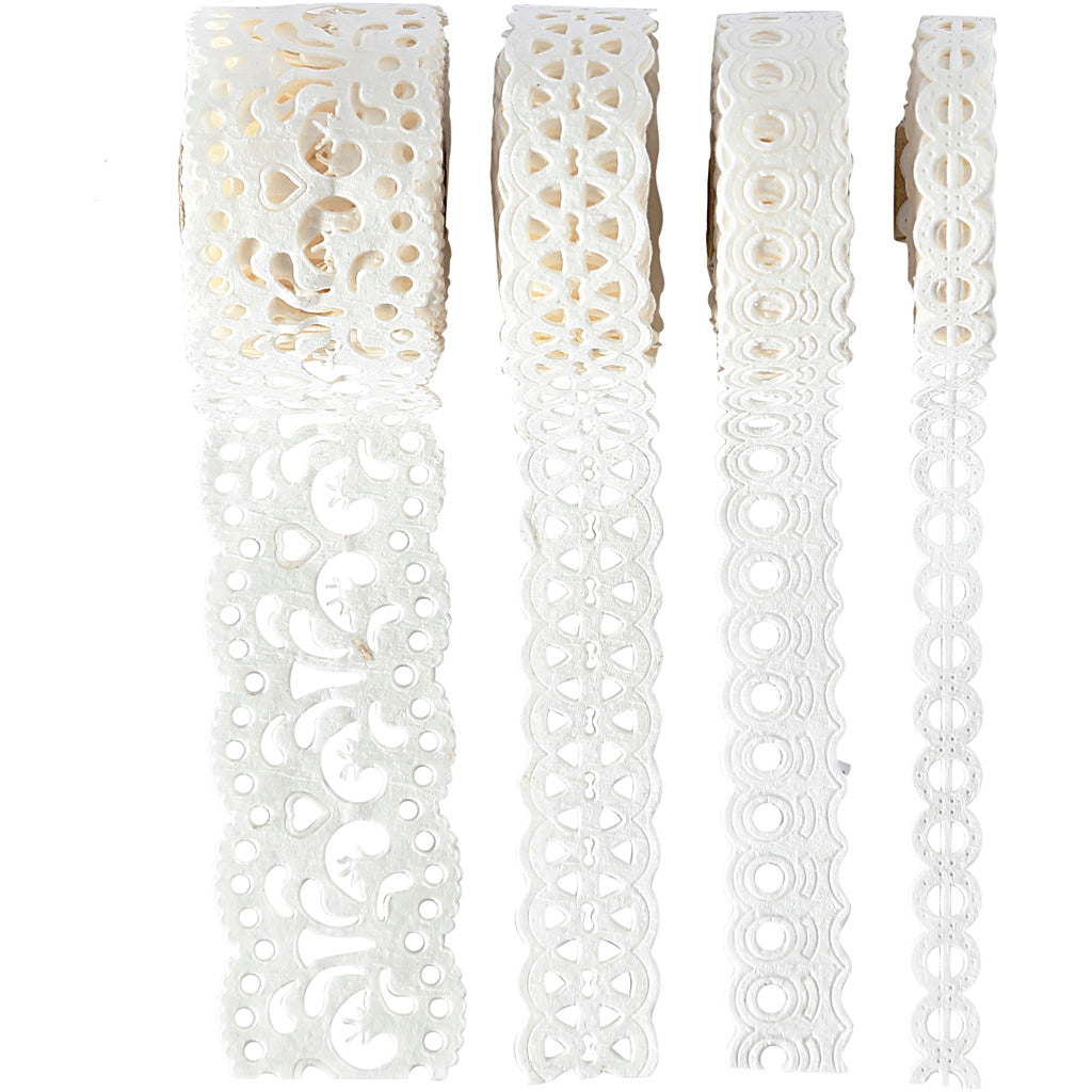 Creativ company paper lace borders, w: 8-23 mm, white, 4x2 m 1 box