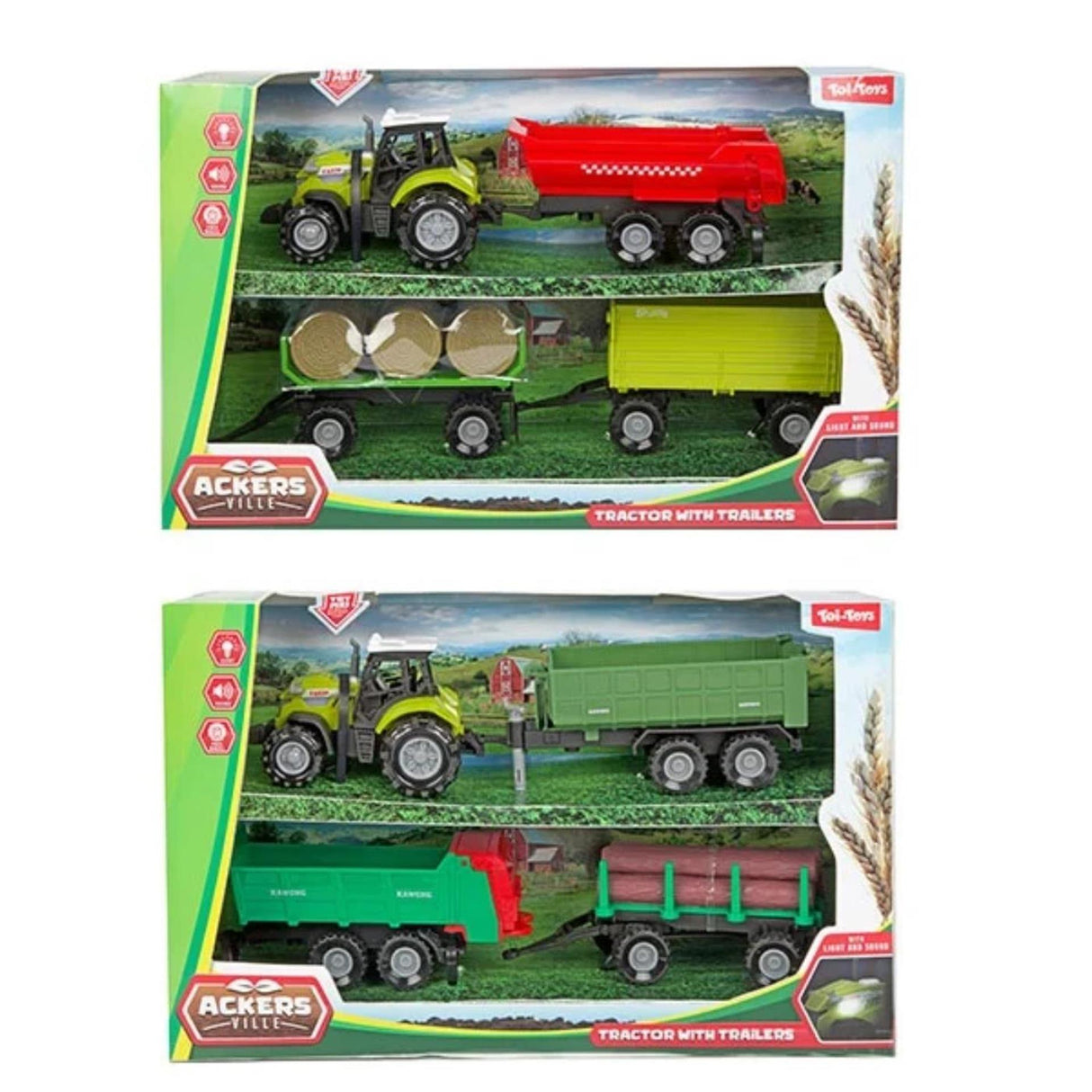 Toi-toys toi toys tractor set met 3 trailers 10cm