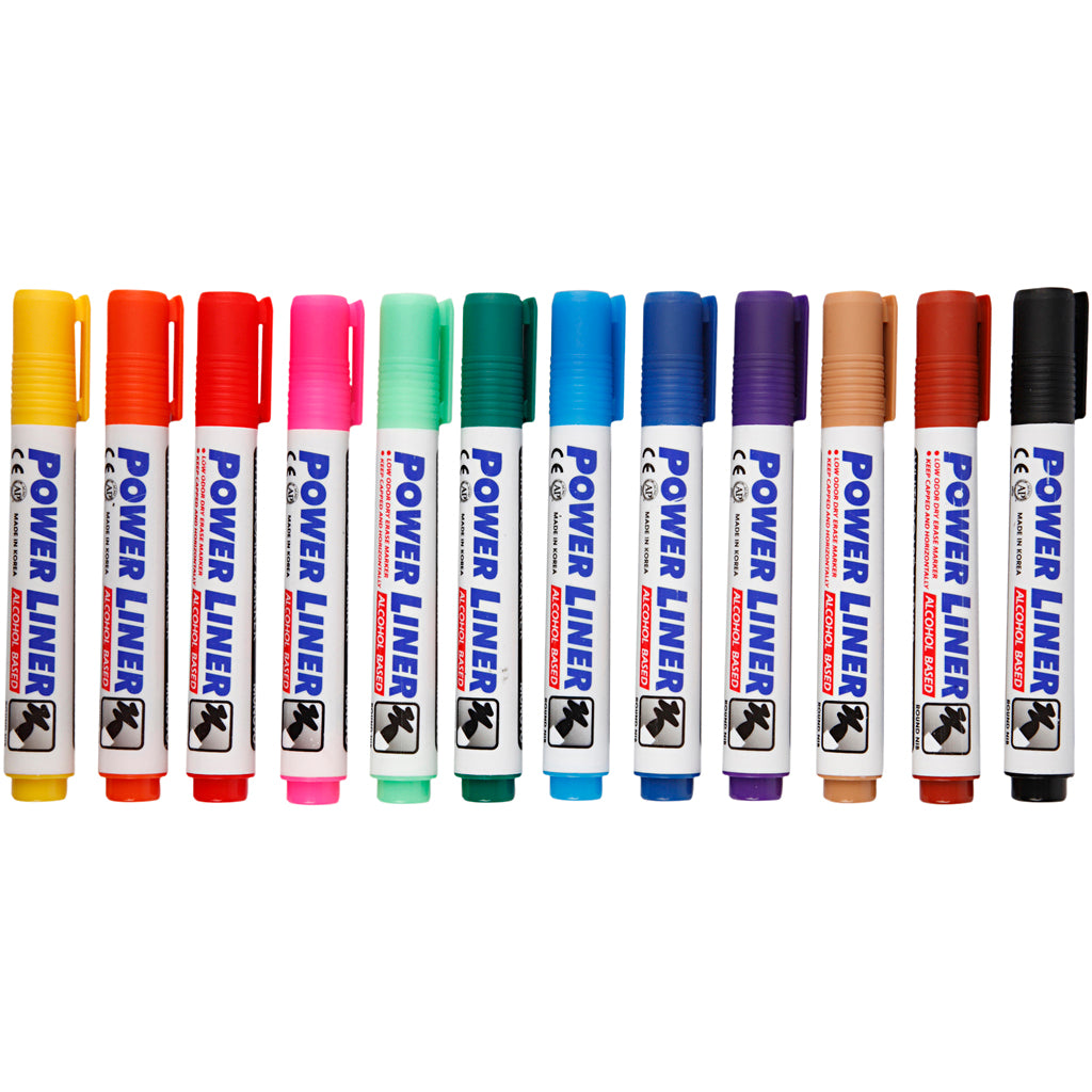 Whiteboard markers, line thickness 4 mm, various colors, 12 pieces in a box