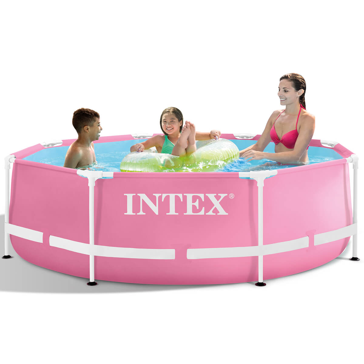 Intex Pink Metal Frame Swimming pool 244 x 76 cm with filter pump