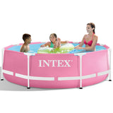 Intex Pink Metal Frame Swimming pool 244 x 76 cm with filter pump