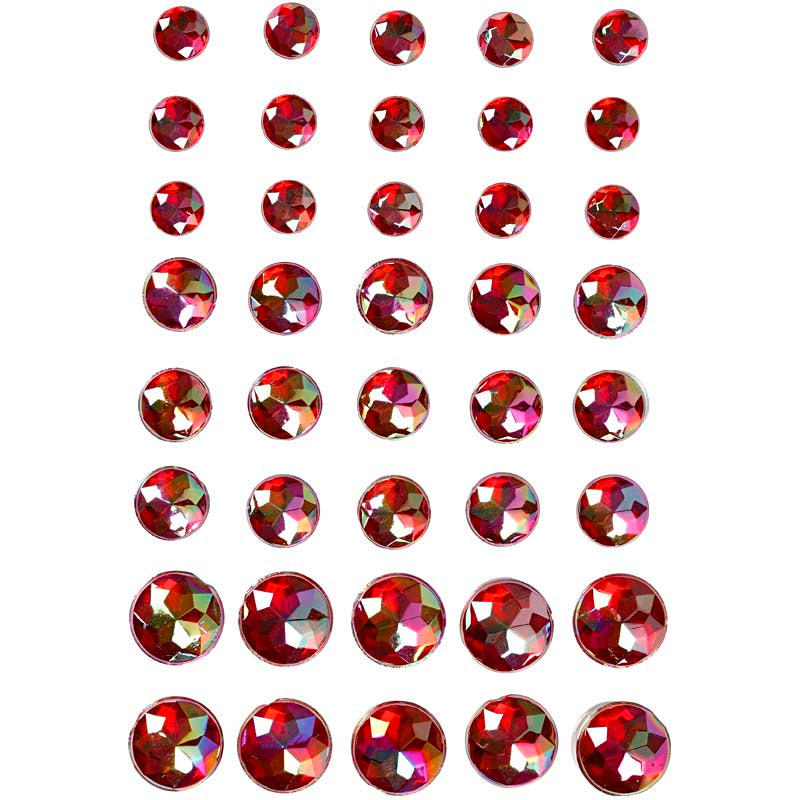 Vivi Gade rhinestones, size 6+8+10 mm, red, 40 pieces in a box
