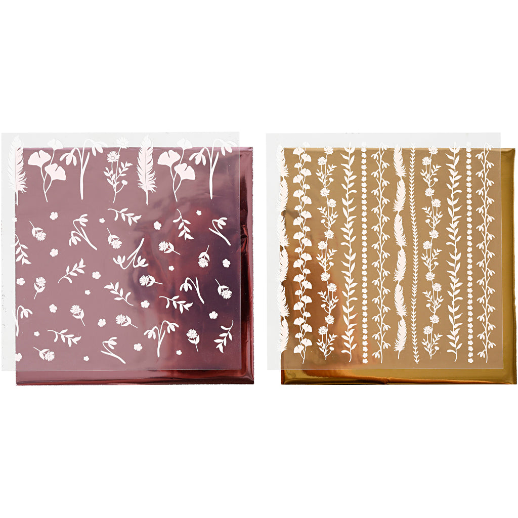 Creativ company deco foil and transfer sheet, sheet 15x15 cm, 2x2 sheets 1 box