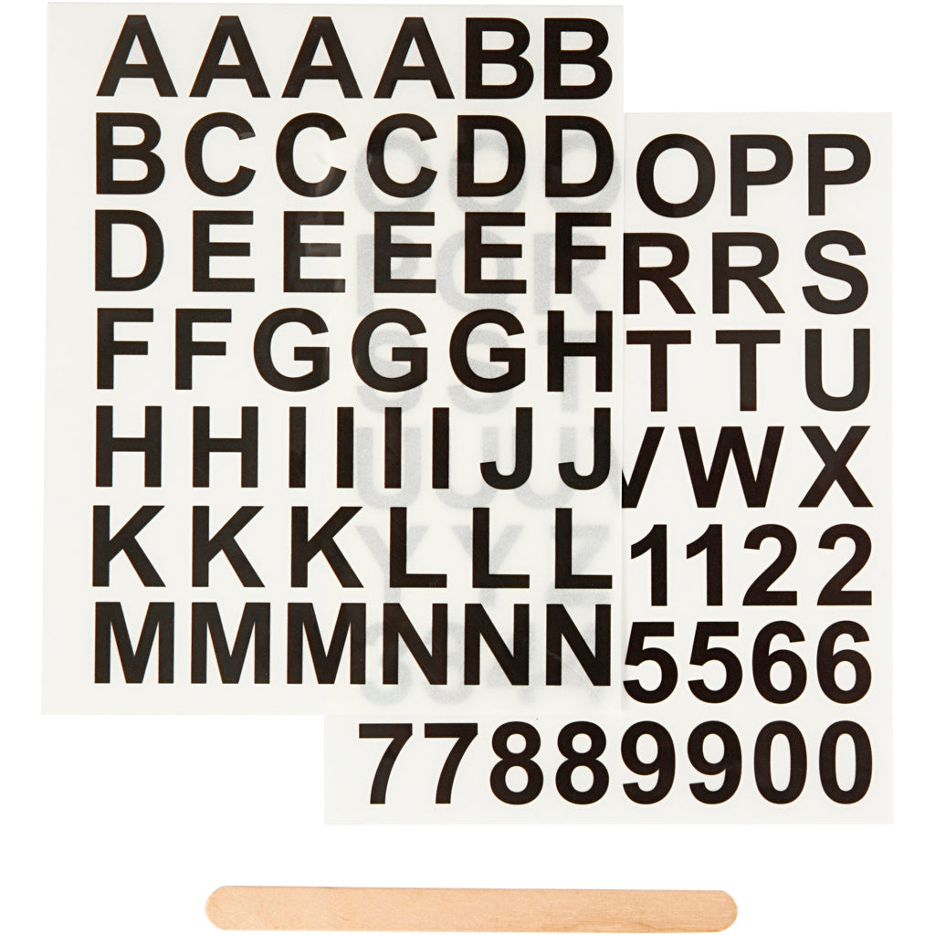 Creativ Company Rub-On Stickers Letters And Figures Black, 2 Fellings