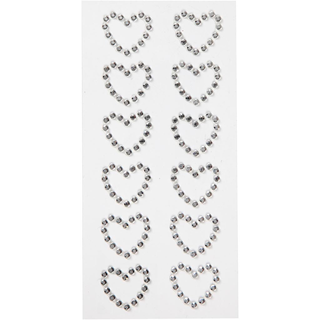 Creativ company strassteen harten, afm 23x21 mm, zilver, 12 stuk 1 doos