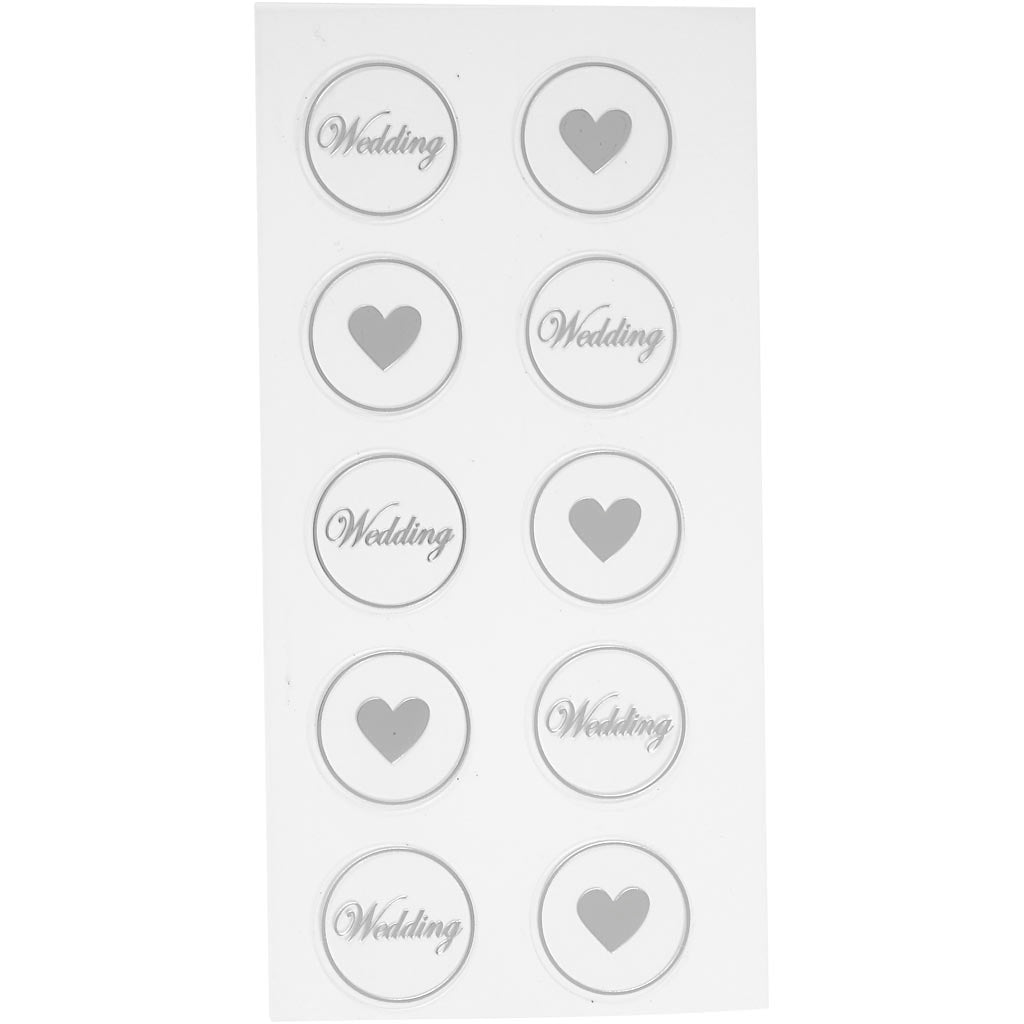 Creativ company stickers, hart - bruiloft, d 25 mm, vel 7,8x15,5 cm, zwart, 2 div vellen 1 doos