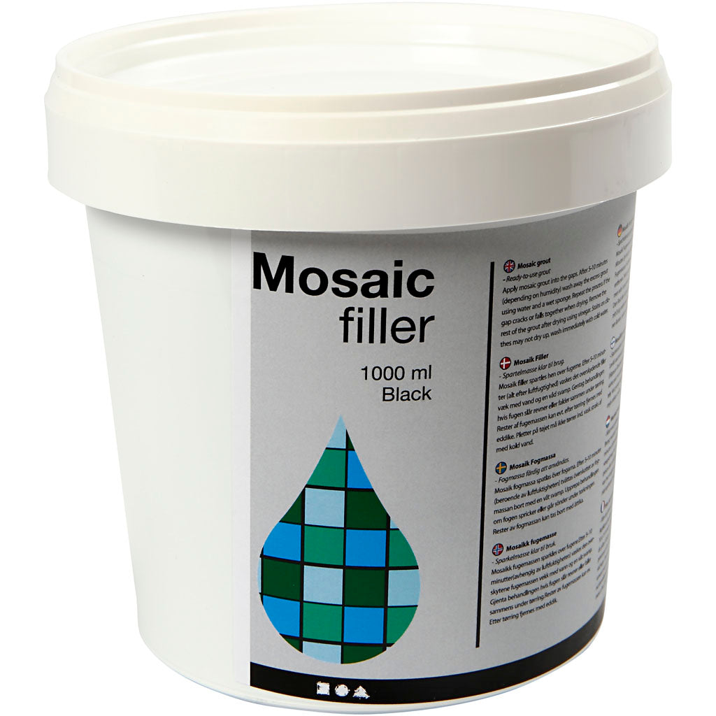 Creativ company mozaïekvoeg, zwart, 1000 ml 1 emmer