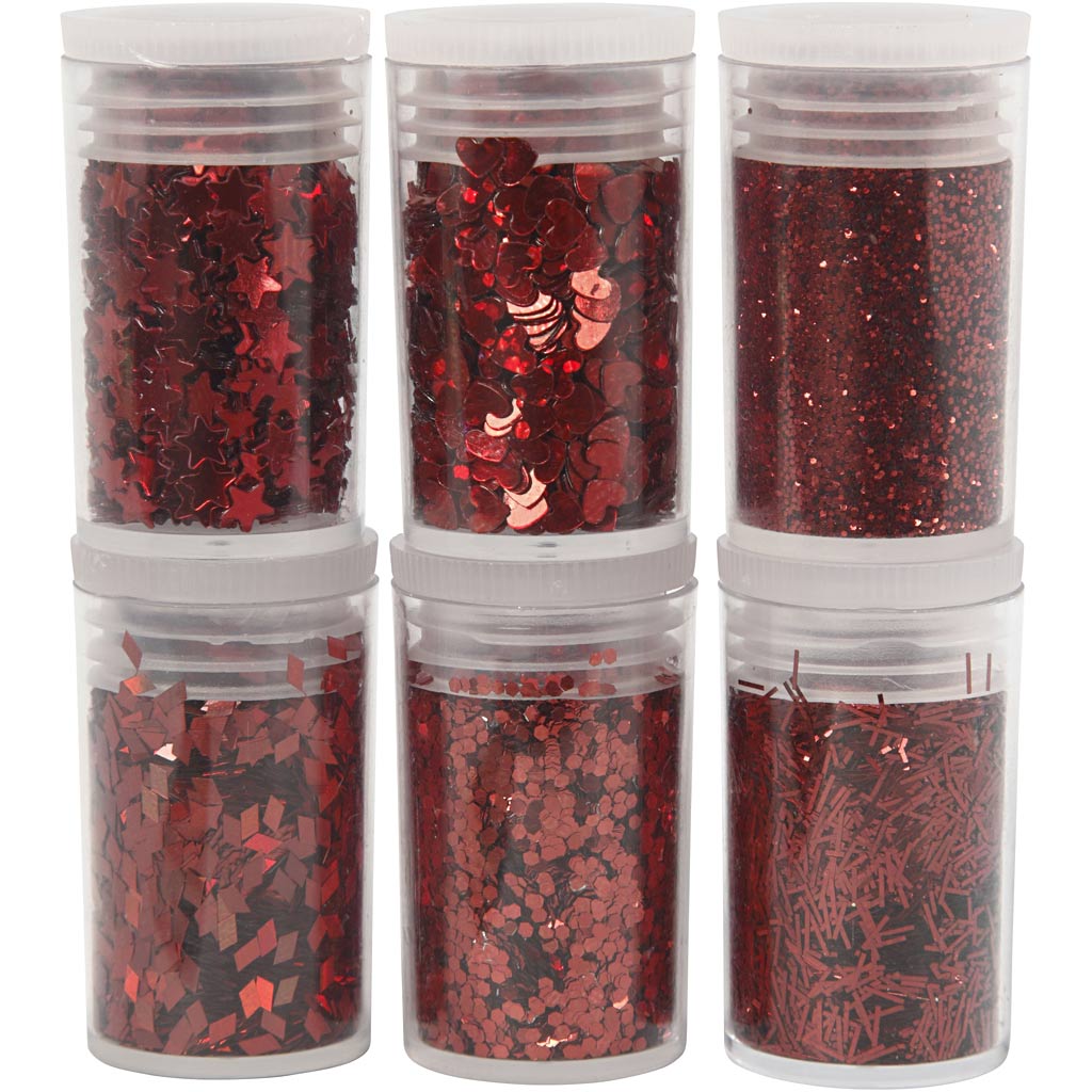Creativ company bio sparkles sequins, rood, 6x7 ml 1 doos