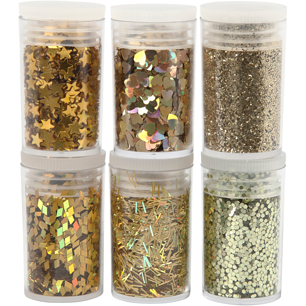 Creativ company glitter and sequins, gold, 6x5 gr 1 box