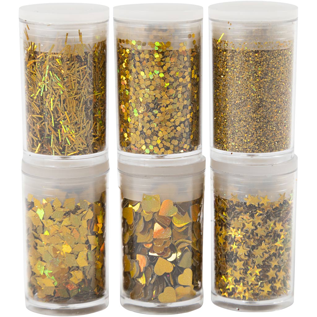 Creativ company bio sparkles sequins, goud, 6x7 ml 1 doos