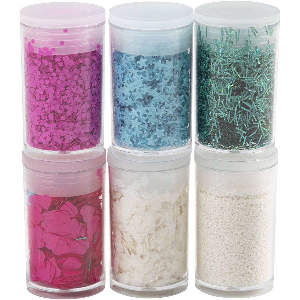 Creativ company bio sparkles sequins, pastelkleuren, 6x7 ml 1 doos