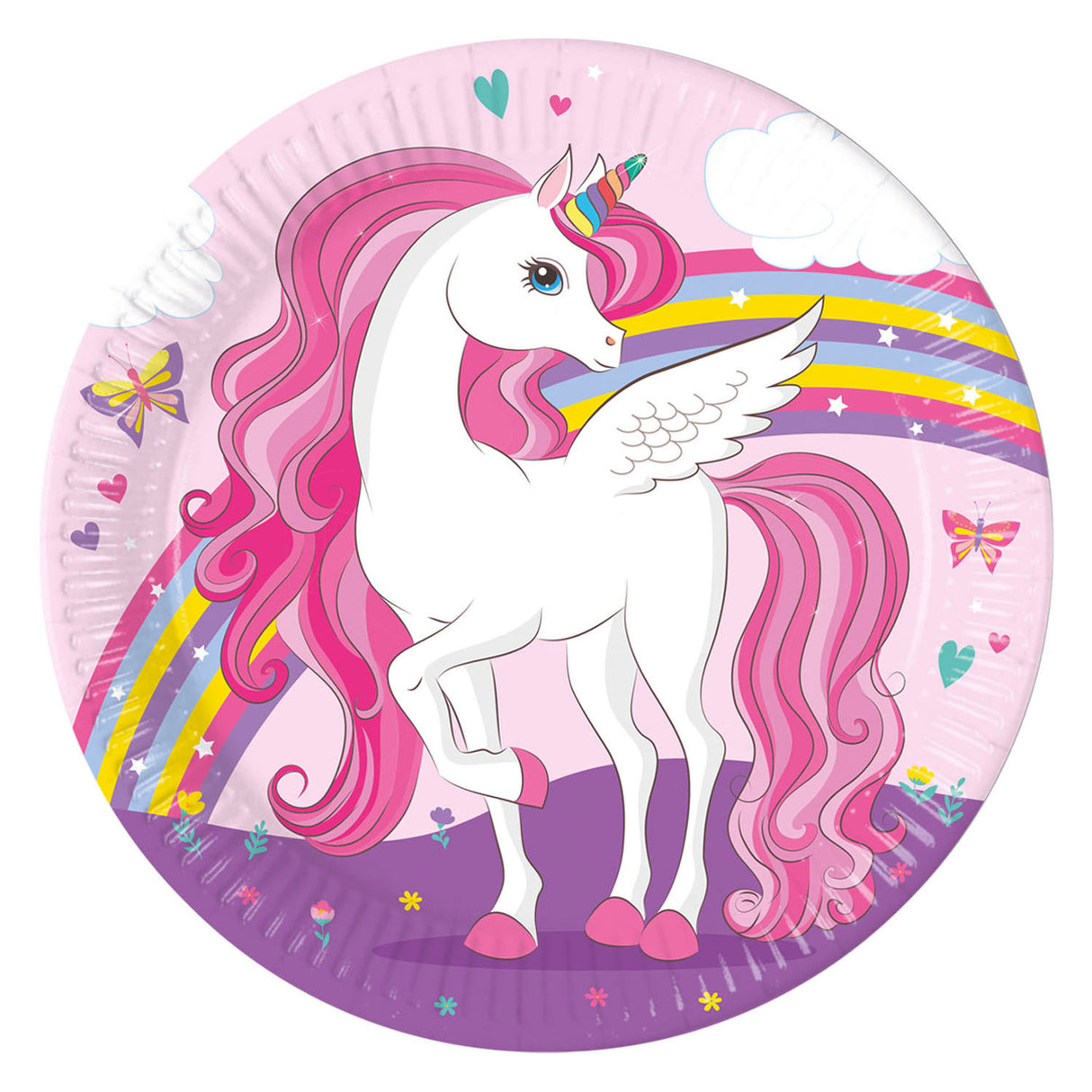 Globos Paperplatten FSC Einhorn Regenbogenfarben, 8st.