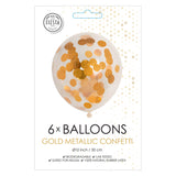 Confetti balloons paper confetti metallic gold 30 cm, 6st.