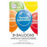 Balões Globos parabéns mix cores 30cm, 8 unid.