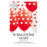 Globos ballonger hjärtan röd vit 30cm, 8 st.