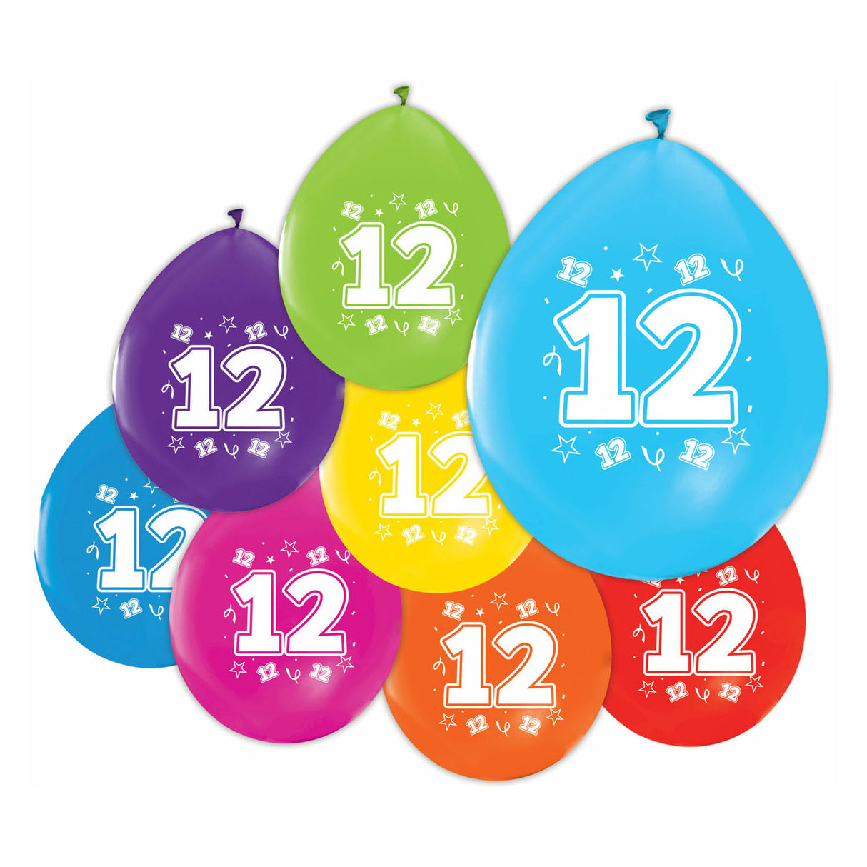 Globos baloni 2-stransko potiskana številka 12, 8 kom.