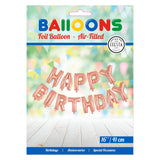 Globos ballon en aluminium texte joyeux anniversaire or rose