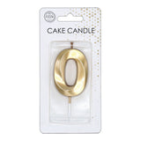Globos taartkaars 6cm metallic goud no. 0