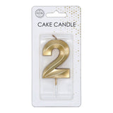 Globos taartkaars 6cm metallic goud no. 2