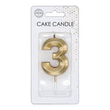 Globos taartkaars 6cm metallic goud no. 3