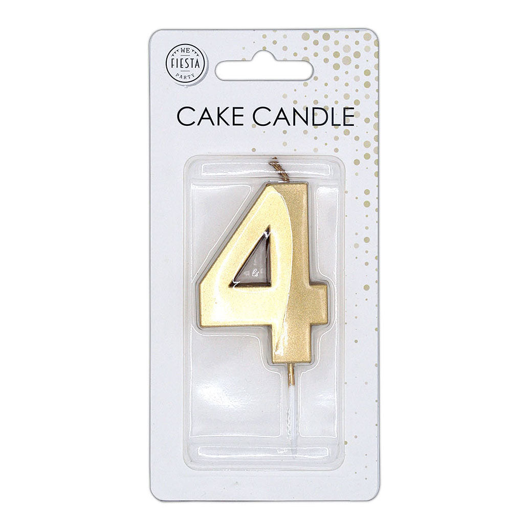 Globos taartkaars 6cm metallic goud no. 4