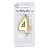 Globos taartkaars 6cm metallic goud no. 4