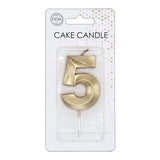 Globos taartkaars 6cm metallic goud no. 5