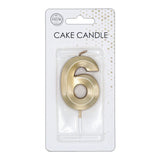 Globos taartkaars 6cm metallic goud no. 6