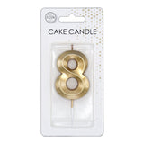 Globos taartkaars 6cm metallic goud no. 8
