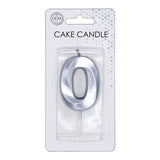 Globos taartkaars 6cm metallic zilver no.0