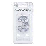 Globos taartkaars 6cm metallic zilver no.3