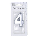 Globos taartkaars 6cm metallic zilver no.4