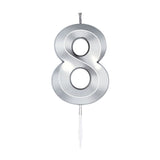 Globos taartkaars 6cm metallic zilver no.8