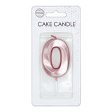 Globos taartkaars 6cm metallic rose goud no. 0