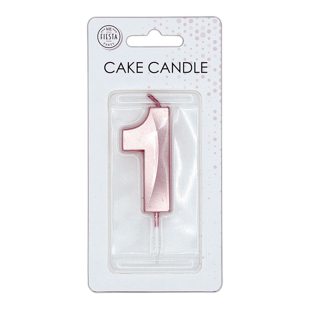 Globos taartkaars 6cm metallic rose goud no. 1