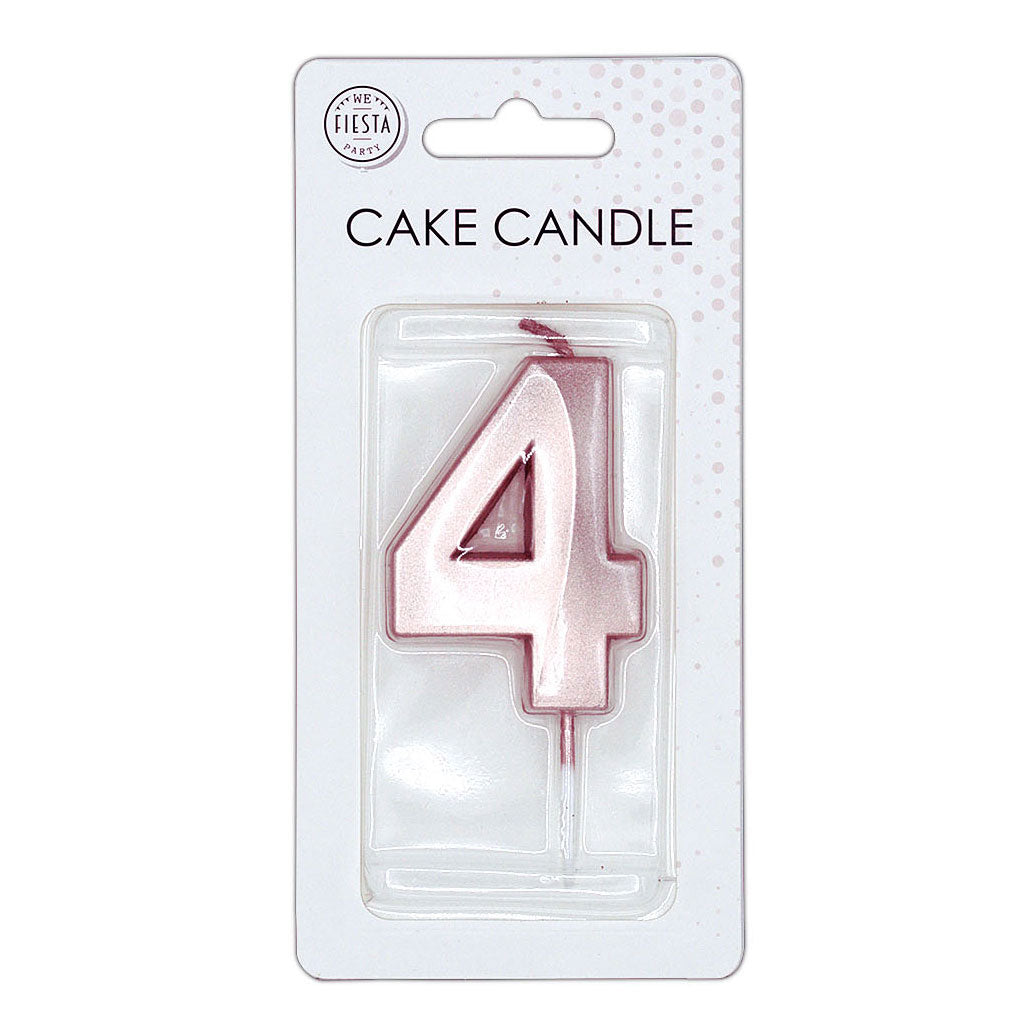 Globos taartkaars 6cm metallic rose goud no. 4