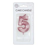 Globos taartkaars 6cm metallic rose goud no. 5