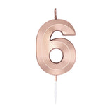 Globos taartkaars 6cm metallic rose goud no. 6