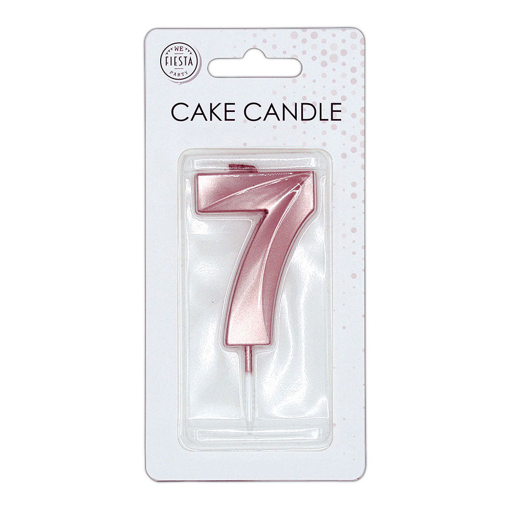 Globos cake candle 6cm metallic rose gold no. 7