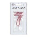 Globos cake candle 6cm metallic rose gold no. 7