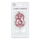 Globos taartkaars 6cm metallic rose goud no. 8