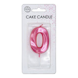 Globos taartkaars 6cm metallic licht roze no. 0