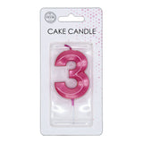 Globos taartkaars 6cm metallic licht roze no. 3