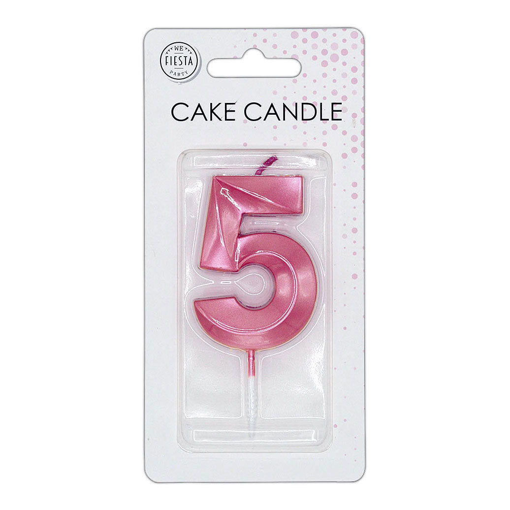 Globos cake candle 6cm metallic light pink no. 5