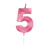 Globos cake candle 6cm metallic light pink no. 5