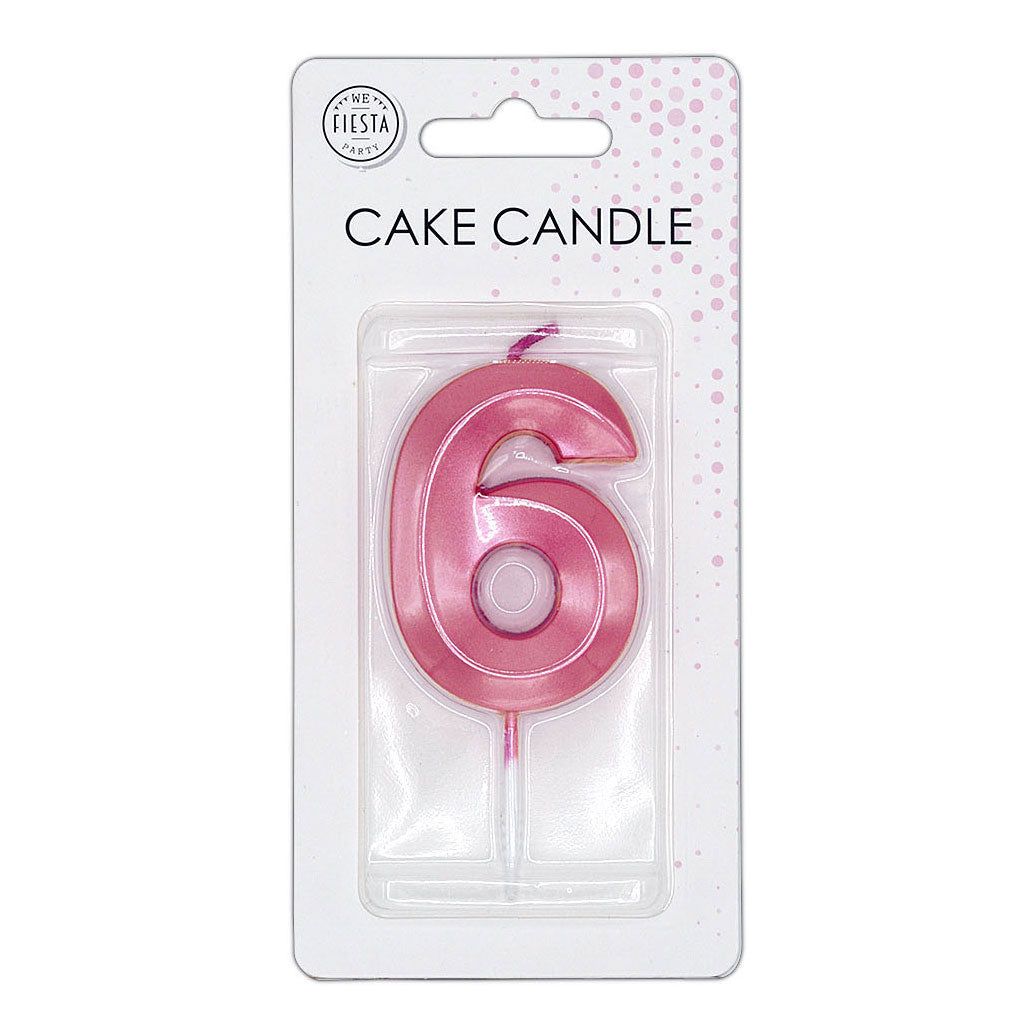 Globos cake candle 6cm metallic light pink no. 6